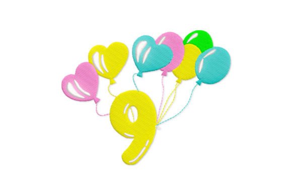 Birthday Number 9 Embroidery Design