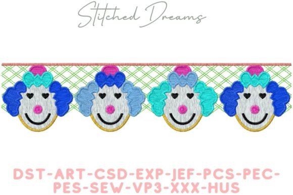 Clown Border: A Festive Embroidery Design