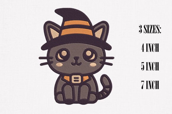 Cute Halloween Cat Embroidery Design