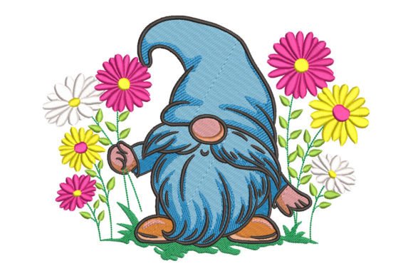 Gnome in Flowers Embroidery Design