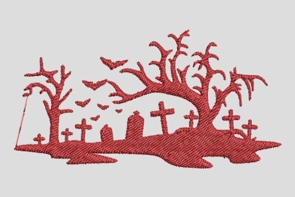Halloween Graveyard Embroidery Design